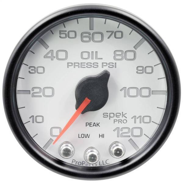Autometer - AutoMeter GAUGE OIL PRESS 2 1/16in. 120PSI STEPPER MOTOR W/PEAK/WARN WHT/BLK SPEK - P32512