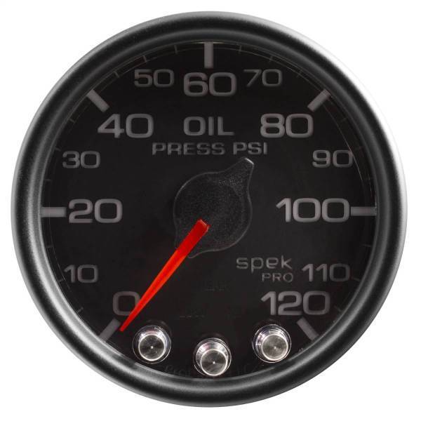 Autometer - AutoMeter GAUGE OIL PRESS 2 1/16in. 120PSI STEPPER MOTOR W/PEAK/WARN BLK/BLK SPEK - P32532