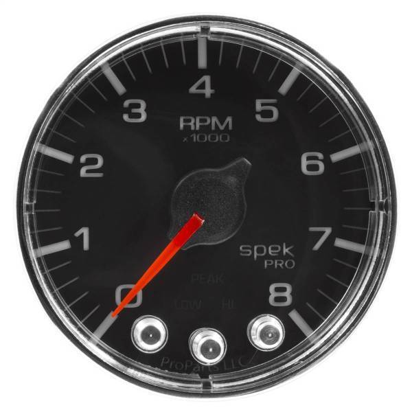 Autometer - AutoMeter GAUGE TACH 2 1/16in. 8K RPM W/SHIFT LIGHT/PEAK MEM BLK/CHRM SPEK-PRO - P334318