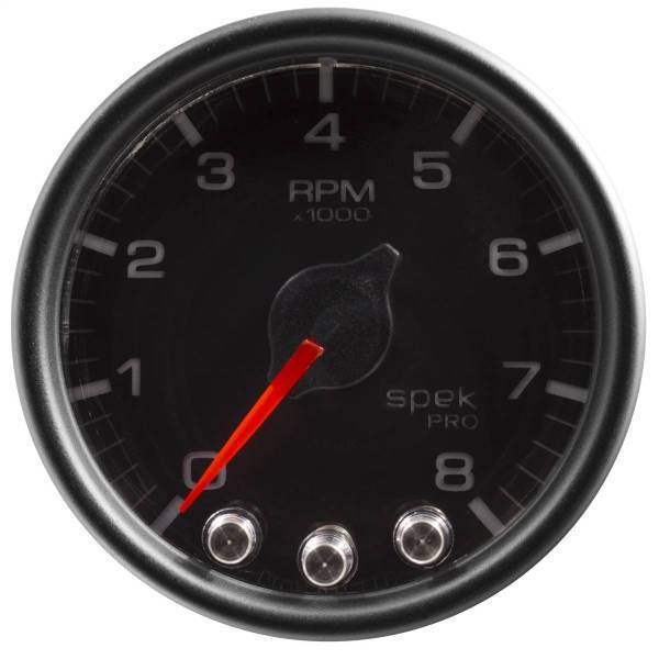 Autometer - AutoMeter GAUGE TACH 2 1/16in. 8K RPM W/SHIFT LIGHT/PEAK MEM BLK/BLK SPEK-PRO - P33432