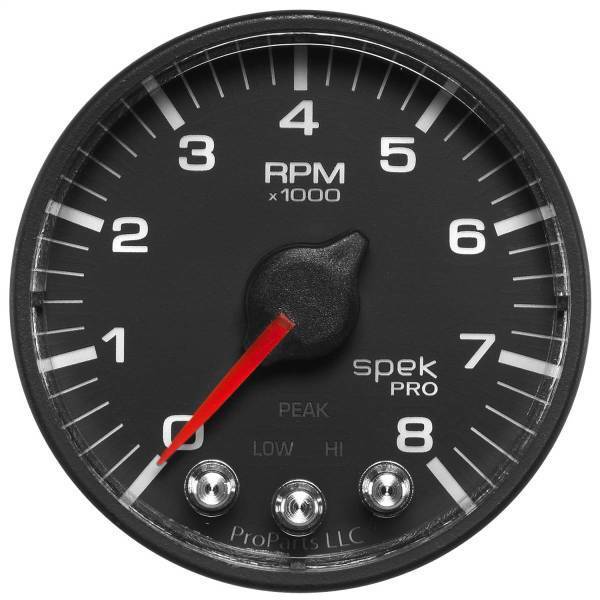 Autometer - AutoMeter GAUGE TACH 2 1/16in. 8K RPM W/SHIFT LIGHT/PEAK MEM BLK/BLK SPEK-PRO - P334328