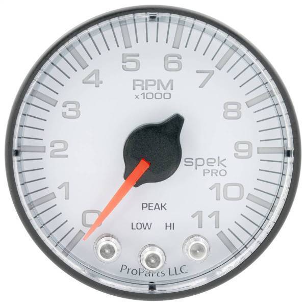 Autometer - AutoMeter GAUGE TACH 2 1/16in. 11K RPM W/SHIFT LIGHT/PEAK MEM WHT/BLK SPEK-PRO - P336128