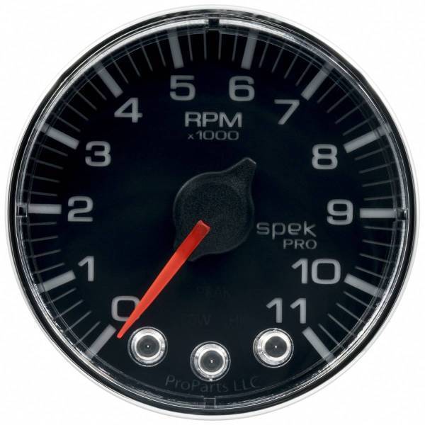 Autometer - AutoMeter GAUGE TACH 2 1/16in. 11K RPM W/SHIFT LIGHT/PEAK MEM BLK/CHRM SPEK-PRO - P336318