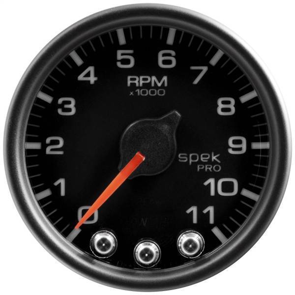 Autometer - AutoMeter GAUGE TACH 2 1/16in. 11K RPM W/SHIFT LIGHT/PEAK MEM BLK/BLK SPEK-PRO - P33632