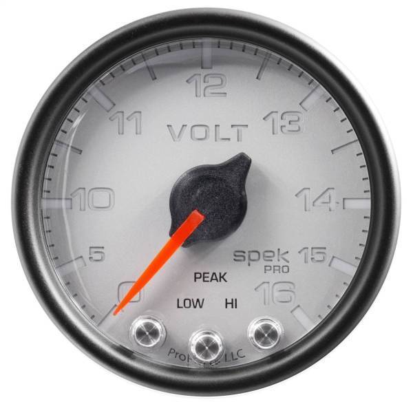 Autometer - AutoMeter GAUGE VOLTMETER 2 1/16in. 16V STEPPER MOTOR W/PEAK/WARN SLVR/BLK SPEK-PRO - P34422