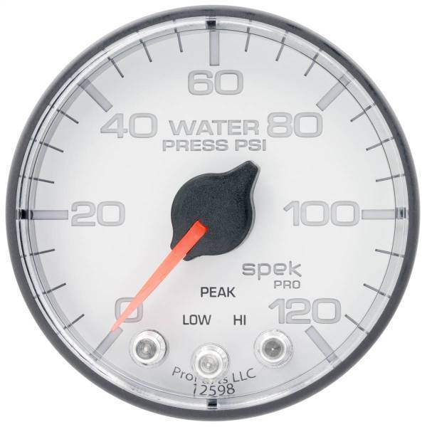 Autometer - AutoMeter GAUGE WATER PRESS 2 1/16in. 120PSI STEPPER MOTOR W/PEAK/WARN WHT/BLK SPEK - P345128