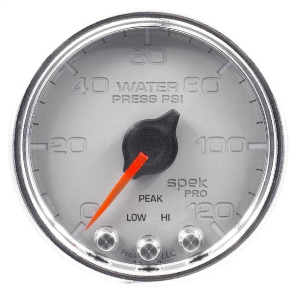 Autometer - AutoMeter GAUGE WATER PRESS 2 1/16in. 120PSI STEPPER MOTOR W/PEAK/WRN SLVR/CHRM SPEK - P34521