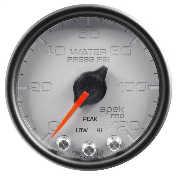 Autometer - AutoMeter GAUGE WATER PRESS 2 1/16in. 120PSI STEPPER MOTOR W/PEAK/WARN SLVR/BLK SPEK - P34522