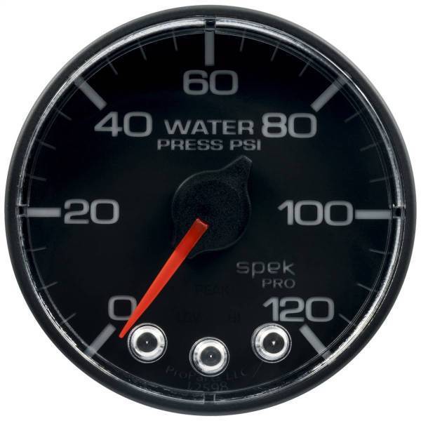Autometer - AutoMeter GAUGE WATER PRESS 2 1/16in. 120PSI STEPPER MOTOR W/PEAK/WARN BLK/BLK SPEK - P345328