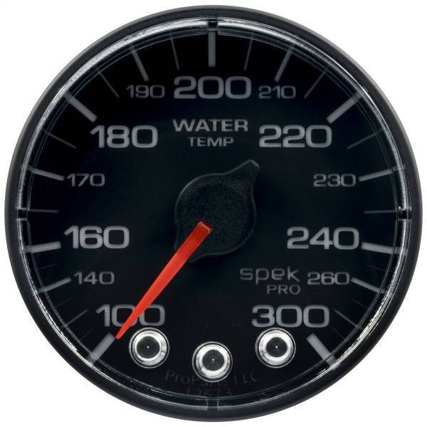 Autometer - AutoMeter GAUGE WATER TEMP 2 1/16in. 300deg.F STPR MTR W/PK/WRN BLK/BLK SPEK NO O-R - P346324