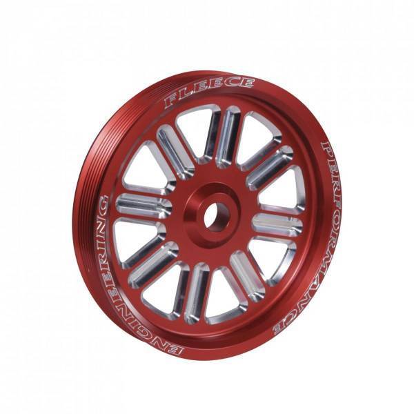 Fleece Performance - Fleece Performance Spoke Design Cummins Dual Pump Pulley Fleece Red - FPE-34211-RED-SPK