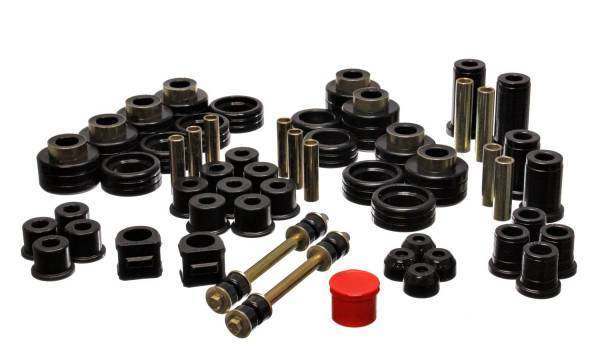 Energy Suspension - Energy Suspension Hyper-Flex System Black Incl. Front Control Arm Bushing Front Sway Bar Bushings Rear Spring And Shackle Bushings Body Mount Tie Rod End Boots Performance Polyurethane - 3.18101G