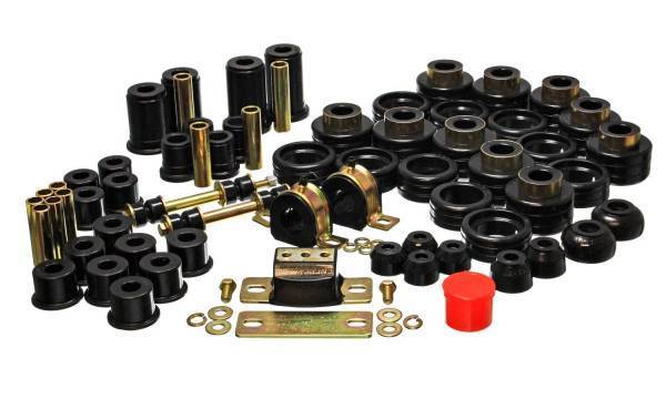 Energy Suspension - Energy Suspension Hyper-Flex System Black Incl. Front Control Arm Bushing Front Sway Bar Bushings Rear Spring/Shackle Bushings Body Mount Tie Rod End Boots Trans.Mount Perf. Polyurethane - 3.18124G