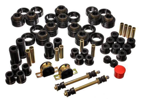 Energy Suspension - Energy Suspension Hyper-Flex System Black Incl. Front Control Arm Bushing Front Sway Bar Bushings Rear Spring And Shackle Bushings Body Mount Tie Rod End Boots Performance Polyurethane - 3.18125G