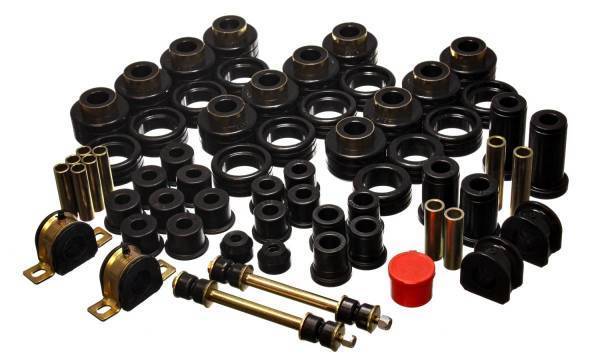 Energy Suspension - Energy Suspension Hyper-Flex System Black Incl. Front Control Arm Bushing Front Sway Bar Bushings Rear Spring And Shackle Bushings Body Mount Tie Rod End Boots Performance Polyurethane - 3.18127G