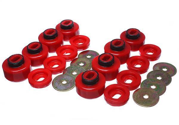 Energy Suspension - Energy Suspension Body Mount Set Red Must Reuse All Metal Parts - 3.4162R