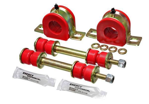 Energy Suspension - Energy Suspension Sway Bar Bushing Set Red Front Bar Dia. 1.25 in. Greasable Frame Bushings Incl. Sway Bar End Links Performance Polyurethane - 3.5178R