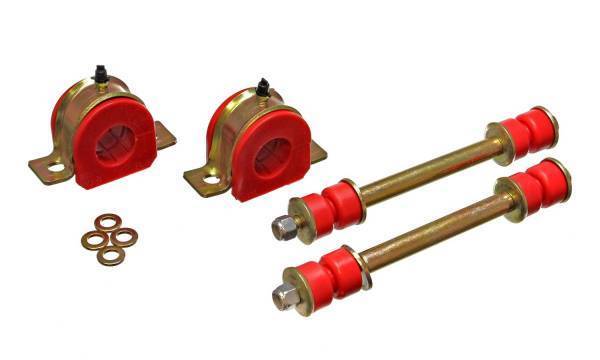 Energy Suspension - Energy Suspension Sway Bar Bushing Set Red Front Bar Dia. 30mm Greasable Frame Bushings Incl. Sway Bar End Links Performance Polyurethane - 3.5181R