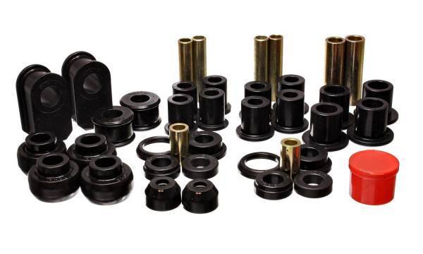 Energy Suspension - Energy Suspension Hyper-Flex System Black Radius Arm Bushing Axle Pivot Bushing Rear Spring/Shackle Bushing Front Sway Bar Bushings/Bar End Grommets Tie Rod End Boots Perf. Polyurethane - 4.18116G