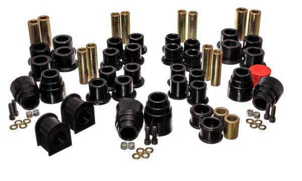 Energy Suspension - Energy Suspension Hyper-Flex System Black Incl.Front/Rear Leaf Spring Bushings Front Sway Bar/Track Arm Bushings Rear Overload Spring Snubbers Front/Rear Axle Bump Stops Perf. Polyurethane - 4.18120G