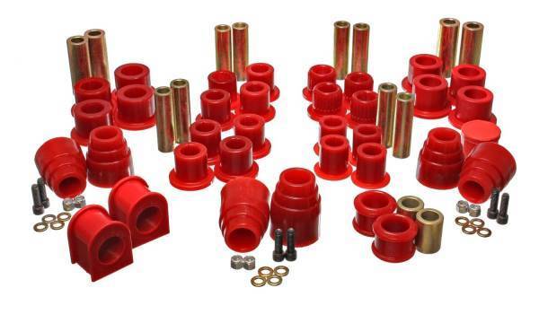 Energy Suspension - Energy Suspension Hyper-Flex System Red Incl.Front/Rear Leaf Spring Bushings Front Sway Bar/Track Arm Bushings Rear Overload Spring Snubbers Front/Rear Axle Bump Stops Perf. Polyurethane - 4.18120R