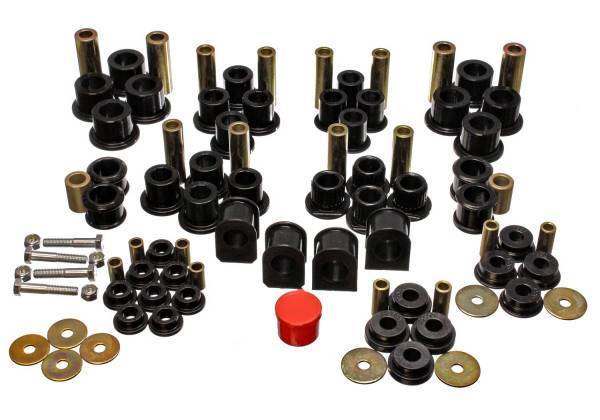 Energy Suspension - Energy Suspension Hyper-Flex System Black Incl. Front And Rear Spring Bushings Front Track Rod Bushings Front And Rear Sway Bar And End Link Bushings Performance Polyurethane - 4.18124G