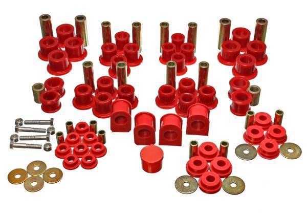 Energy Suspension - Energy Suspension Hyper-Flex System Red Incl. Front And Rear Spring Bushings Front Track Rod Bushings Front And Rear Sway Bar And End Link Bushings Performance Polyurethane - 4.18124R