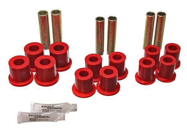 Energy Suspension - Energy Suspension Leaf Spring Bushing Set Red Rear Complete Spring And Shackle Set w/Molded-In Frame Shackle Bushings Performance Polyurethane - 4.2140R