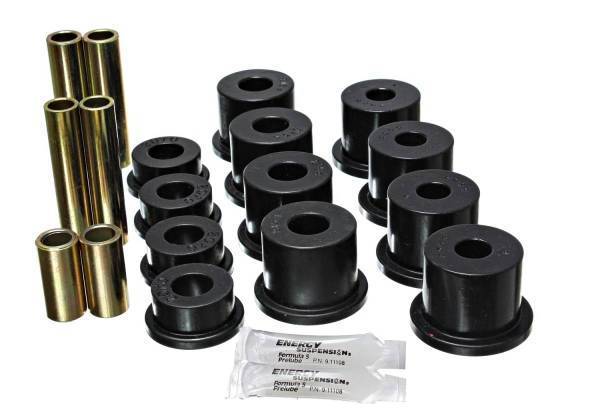 Energy Suspension - Energy Suspension Leaf Spring Bushing Set Black Front Complete Spring And Shackle Set w/2 in. ID Springs Performance Polyurethane - 4.2142G