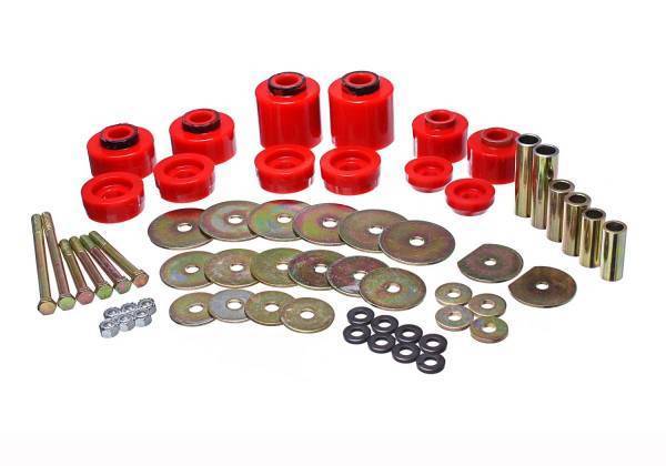 Energy Suspension - Energy Suspension Body Mount Set Red Performance Polyurethane Incl. Hardware - 4.4123R