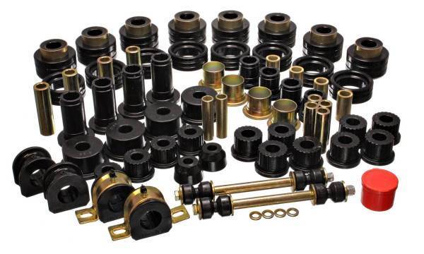 Energy Suspension - Energy Suspension Hyper-Flex System Black Incl. Front Control Arm Brushings Rear Leaf Spring Bushings Body Mount Sway Bar Bushings Tie Rod End Boots Performance Polyurethane - 5.18109G