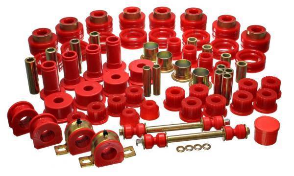 Energy Suspension - Energy Suspension Hyper-Flex System Red Incl. Front Control Arm Brushings Rear Leaf Spring Bushings Body Mount Sway Bar Bushings Tie Rod End Boots Performance Polyurethane - 5.18109R