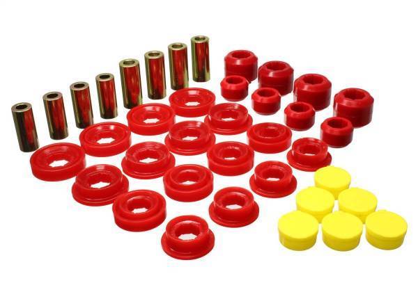 Energy Suspension - Energy Suspension Control Arm Bushing Set Front Red Must Reuse Outer Metal Shells w/Pressed In Outer Shells - 5.3145R