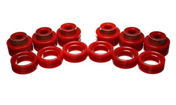 Energy Suspension - Energy Suspension Body Cab Mount Set Red Performance Polyurethane Body To Frame - 5.4107R