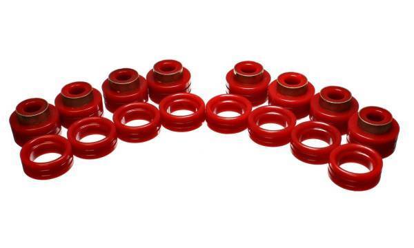 Energy Suspension - Energy Suspension Body Cab Mount Set Red Performance Polyurethane Body To Frame - 5.4109R