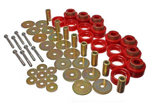 Energy Suspension - Energy Suspension Body Mount Set Red Performance Polyurethane Body Frame Mounts - 5.4112R