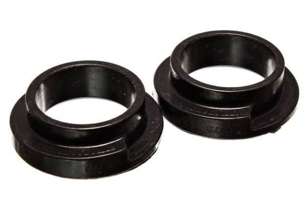 Energy Suspension - Energy Suspension Coil Spring Isolator Set Black ID 2 1/8 in. Lip OD 2.5 in. OD 3.25 in. H-1 in. 5/8 in. Riser Height Performance Polyurethane - 9.6119G