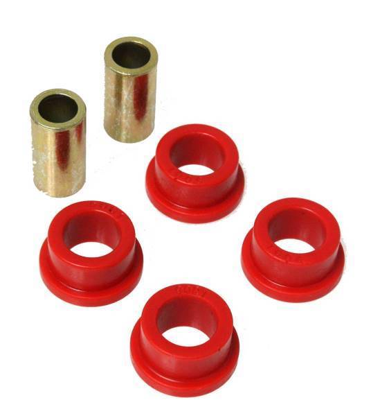 Energy Suspension - Energy Suspension Universal Link Bushings Red Bushing OD 1 1/8 in. Sleeve ID 9/16 in. Sleeve L-1.4 Barrel L-0.5 in. Flange L-3/16 in. 4 Bushings w/2 Sleeves Performance Polyurethane - 9.9106R