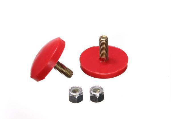 Energy Suspension - Energy Suspension Universal Bump Stop Set Red Ultra Low Profile Button Style H-3/8 in. Dia. 2 in. 1 in. Long Stud Incl. 2 Per Set Performance Polyurethane - 9.9132R