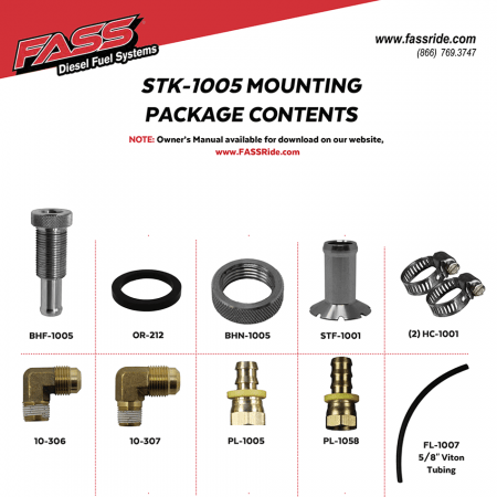 FASS Fuel Systems - FASS STK1005 Diesel Fuel Bulkhead and Viton Suction Tube Kit - STK1005