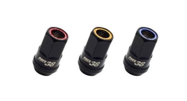 Wheel Mate - Wheel Mate Muteki HR38 Open End Lug Nuts 12x1.25 Black Chrome / Yellow Ring - HR3805BY