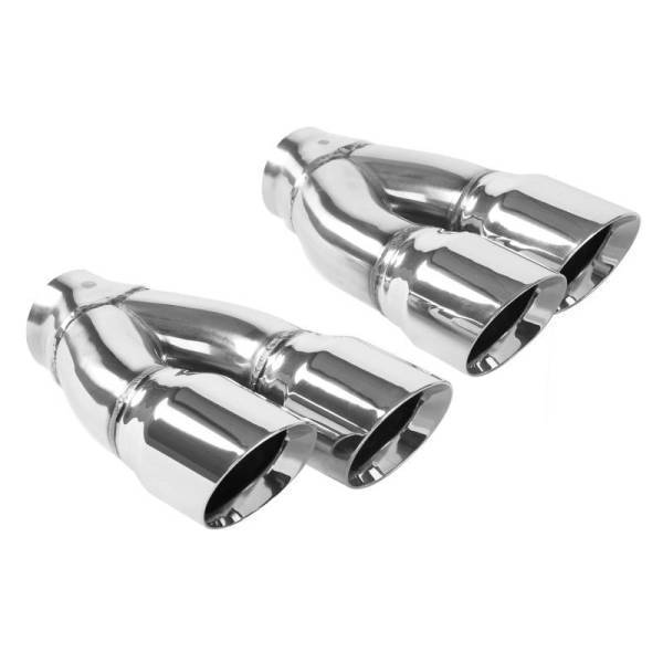 Magnaflow - MagnaFlow Tip Stainless Double Wall Round Dual Outlet Polish 3in DIA 2.25in Inlet 9.75in Len (qty 2) - 35229