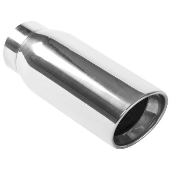 Magnaflow - MagnaFlow Tip Stainless Double Wall Round Single Outlet Polished 4.5in DIA 3.5in Inlet 12in Length - 35232