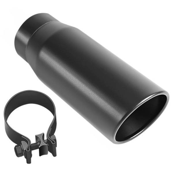 Magnaflow - MagnaFlow Tip Stainless Black Coated Single Double Round Single Outlet 5in Dia 4in Inlet 13in L - 35240