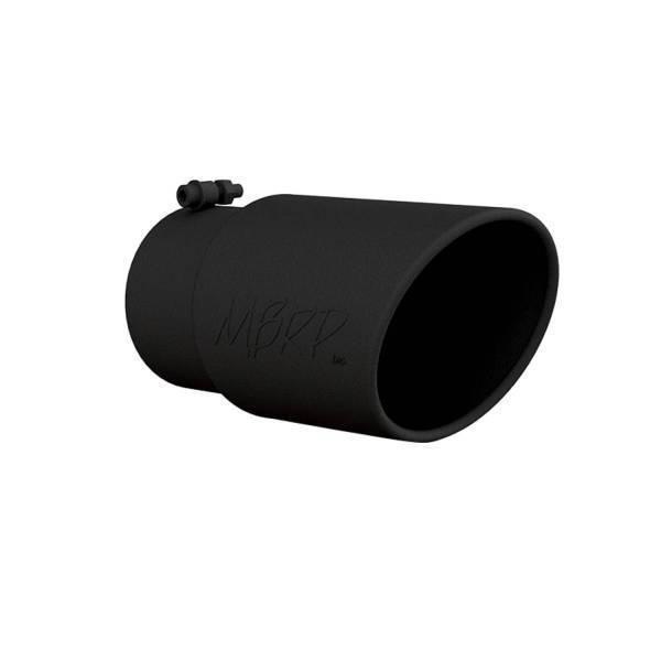 MBRP Exhaust - MBRP Exhaust Tip6in. O.D. Angled Rolled End 5in. inlet 12in. lengthBlack Series. - T5075BLK