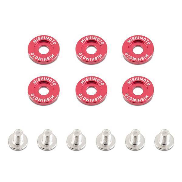 Mishimoto - Mishimoto Mishimoto M6 X 1.0 Fender Washer and Bolt Kit, 16.7mm OD, 6 pcs, Red - MMFW-SM-6RD