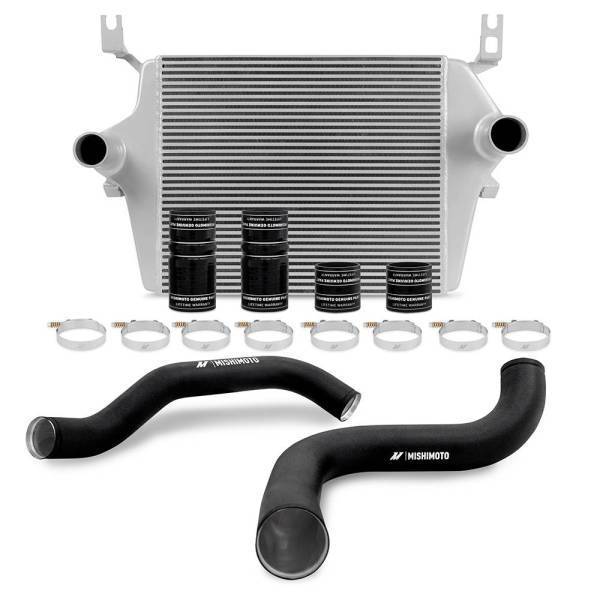 Mishimoto - Mishimoto Ford 7.3L Powerstroke Intercooler Kit, 1999-2003 Silver Cooler, Black Pipes - MMINT-F2D-99KSLBK