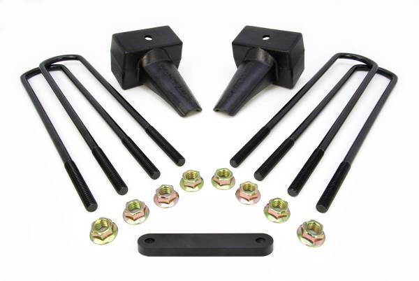 ReadyLift - ReadyLift Rear Block Kit 4 in. Flat Blocks w/Bump Stop Landing Pads Incl. U-Bolts/Carrier Bearing Spacer For Use w/2 Pc. Drive Shaft - 66-2294
