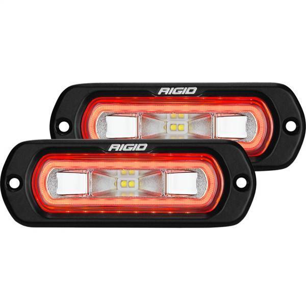 Rigid Industries - Rigid Industries SR-L SERIES OFF-ROAD SPREADER POD 3 WIRE FLUSH MOUNT WITH RED HALO PAIR - 53222