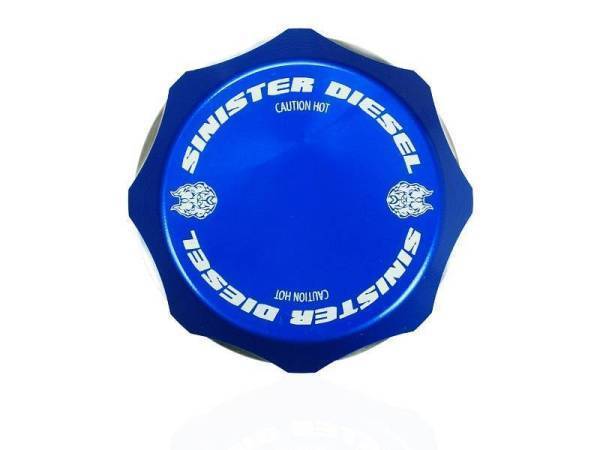 Sinister Diesel - Sinister Diesel 1994+ Ford Powerstroke Coolant Reservoir Degas Bottle Cap - Blue - SD-DC-FORD-94